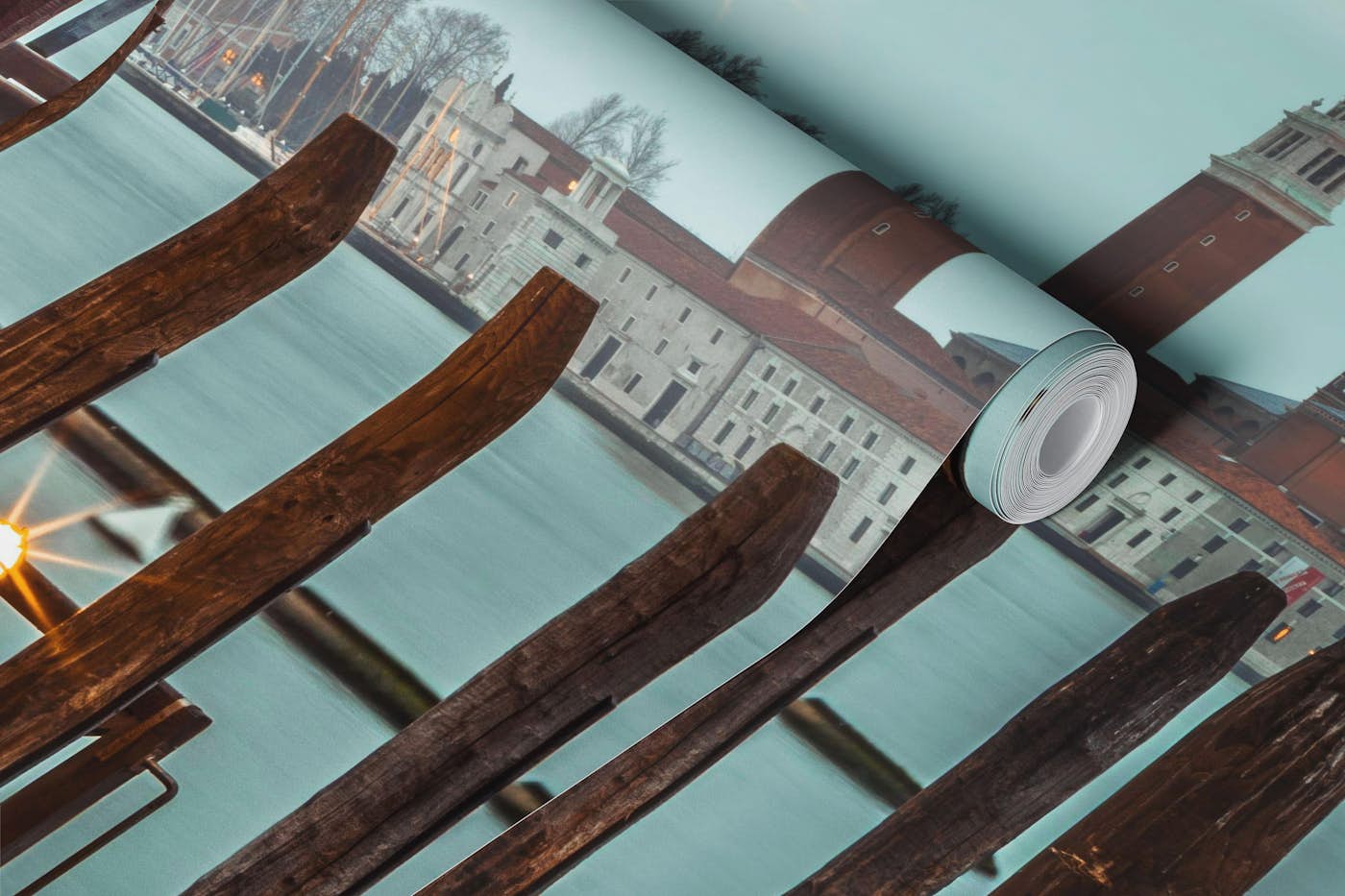 Jetty over Venetian Lagoon wallpaper roll