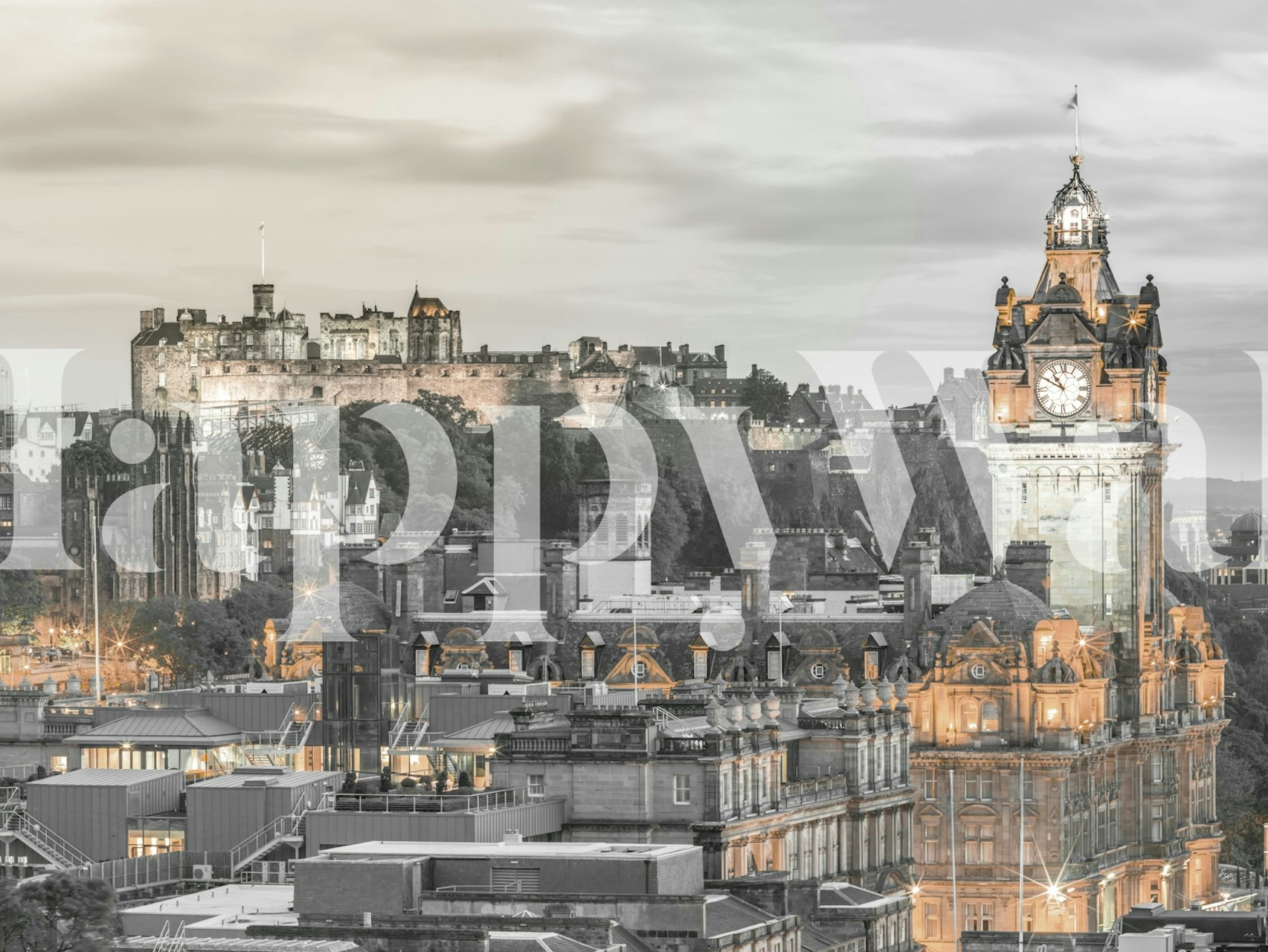 Edinburgh Castle wallpaper in a modern room