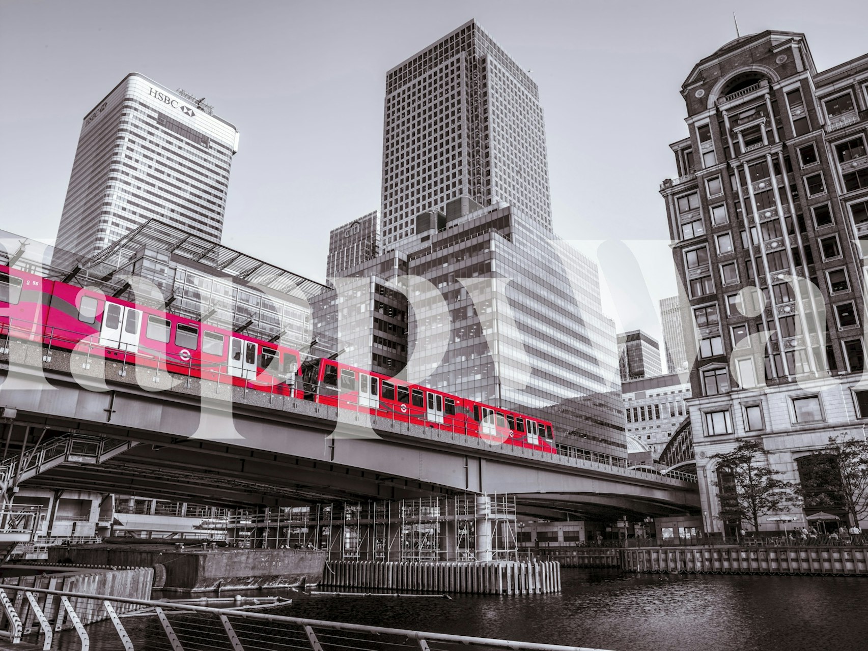 Canary Wharf wallpaper in a modern room