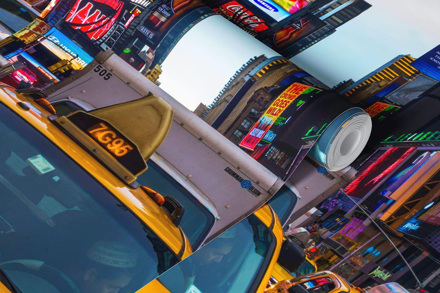 Taxis on Broadway wallpaper roll