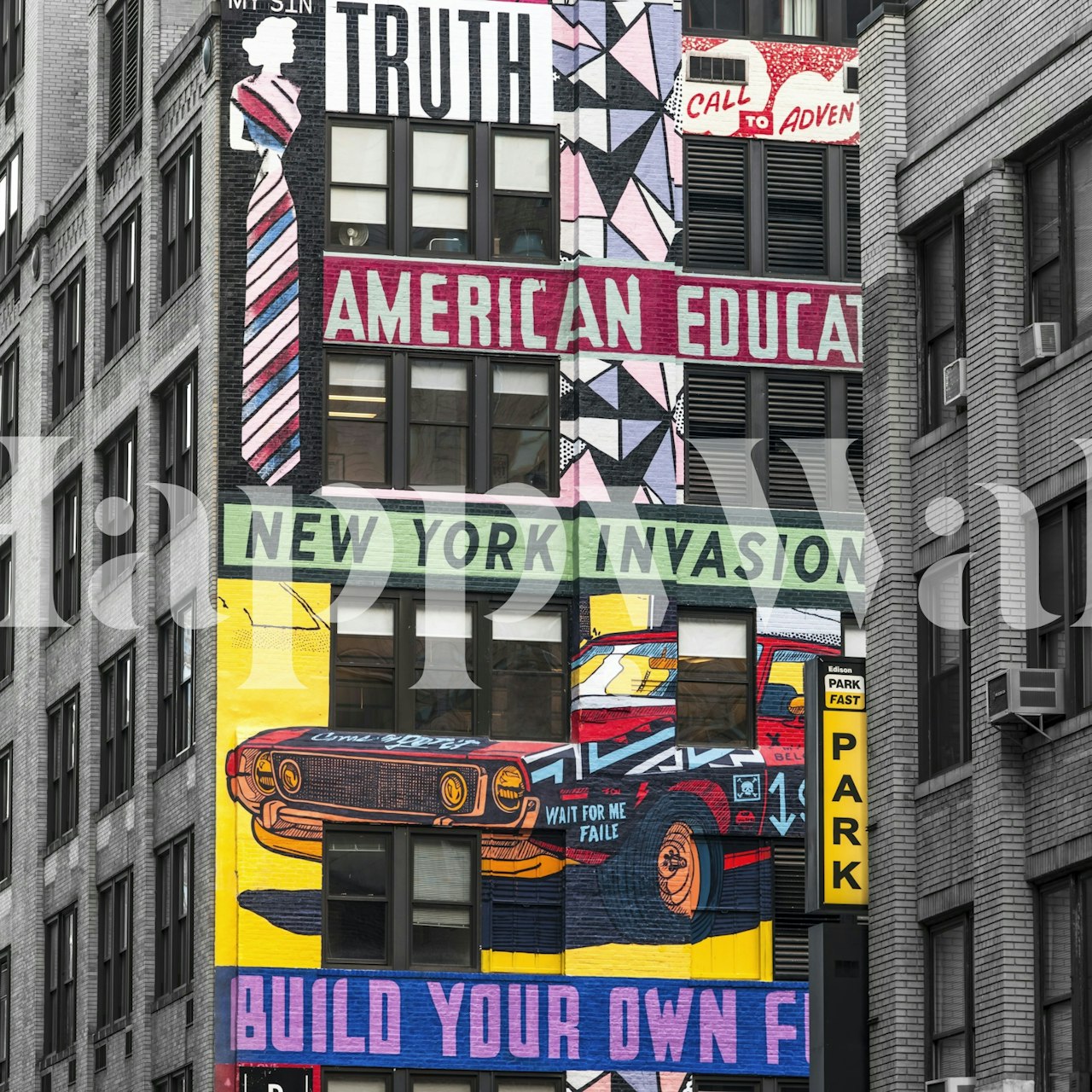 Papier peint mettant en avant Advertisements on Buildings