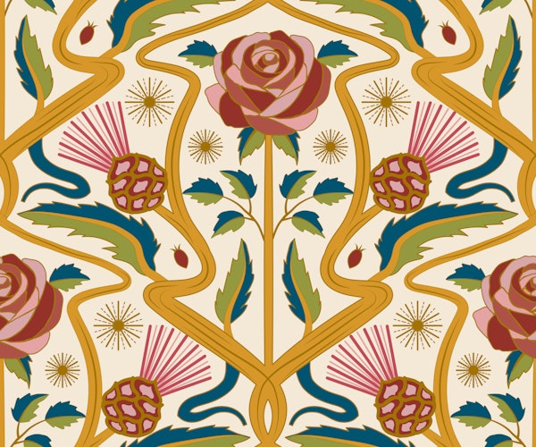 Nouveau Rose and Thistle