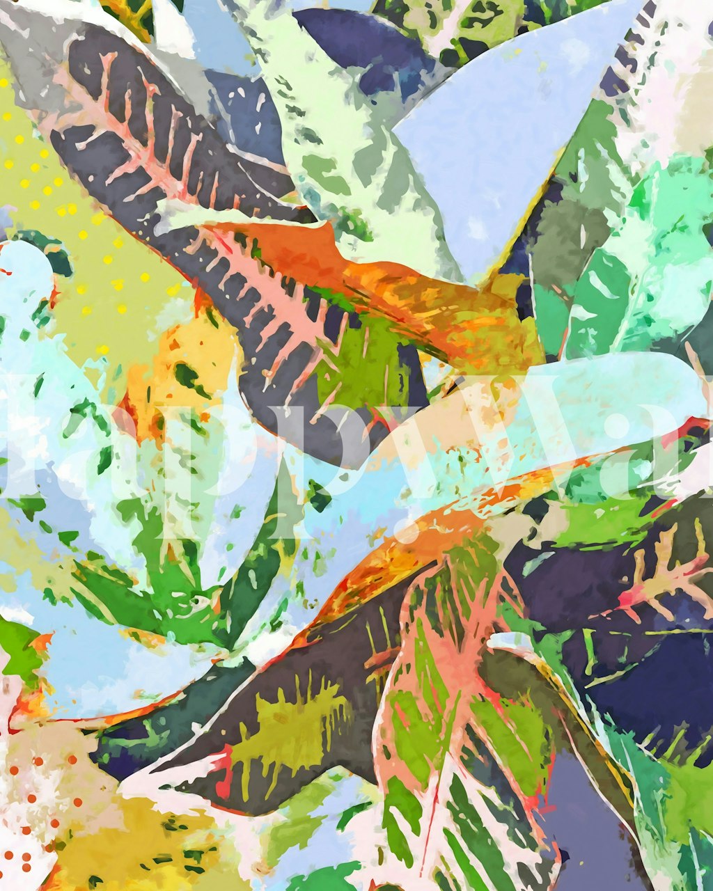 Carta da parati Colorata Jungle Plants Messy Style