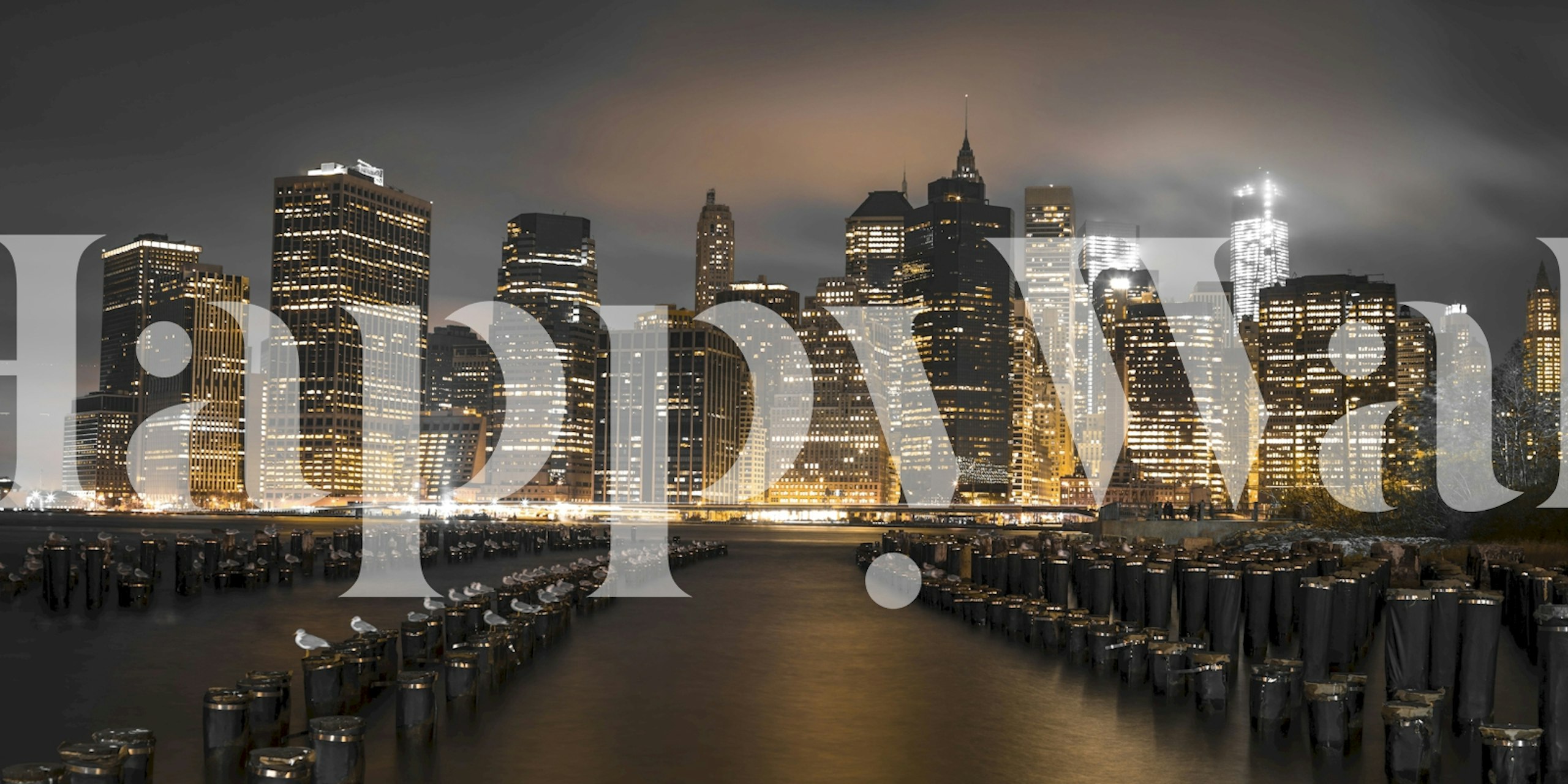 Lower Manhattan skyline at night wallpaper