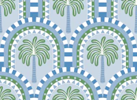 Tropical Palm arches - green and blue wallpaper