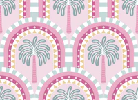Tropical Palm Arches - berry pink and mint wallpaper
