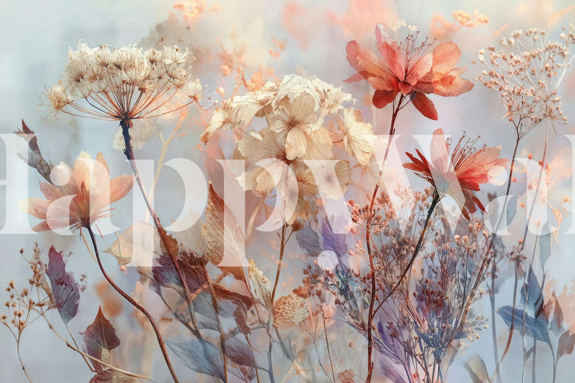 Fading Quiet papier peint floral dans une pièce