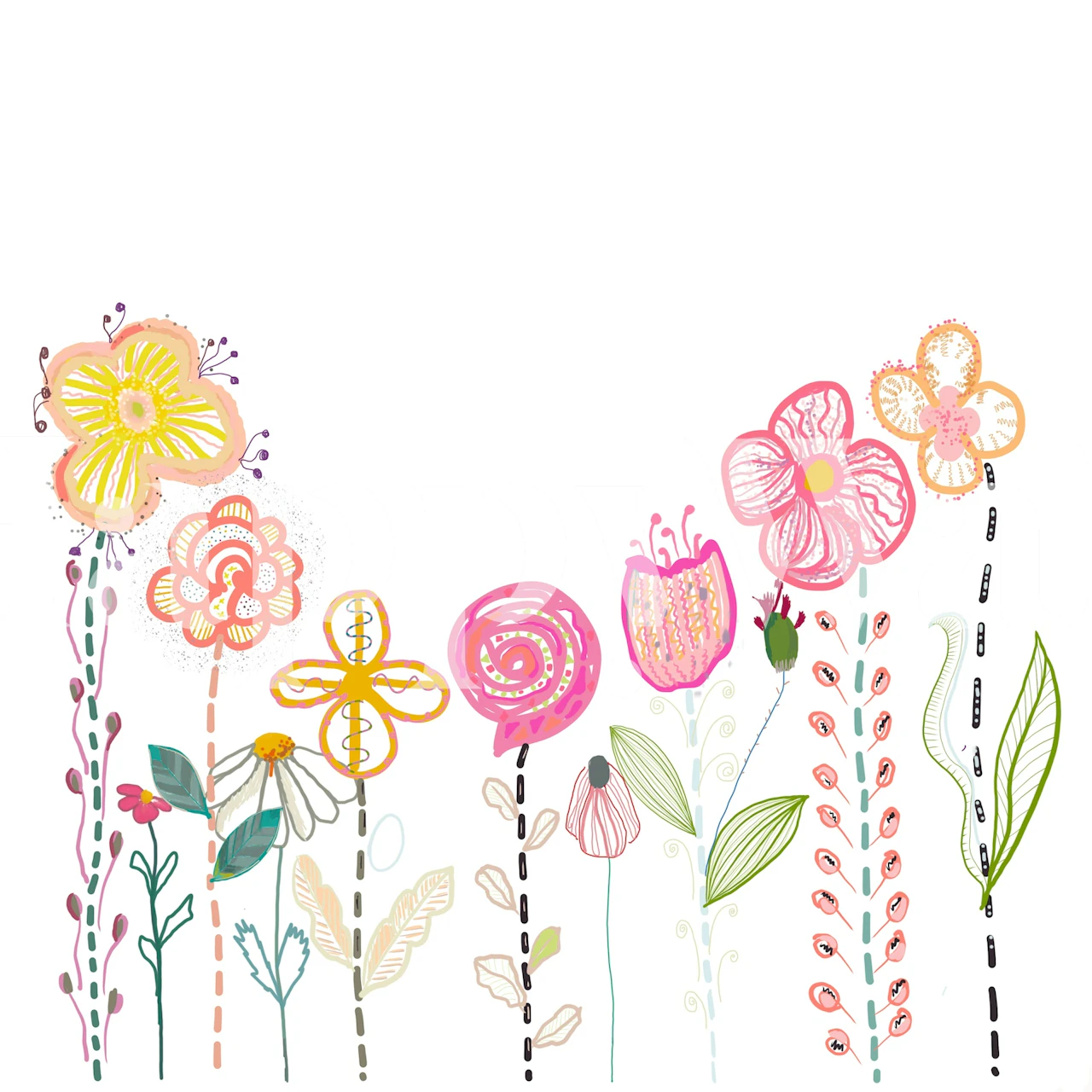 Spring Time Flower Field wallpaper in a room