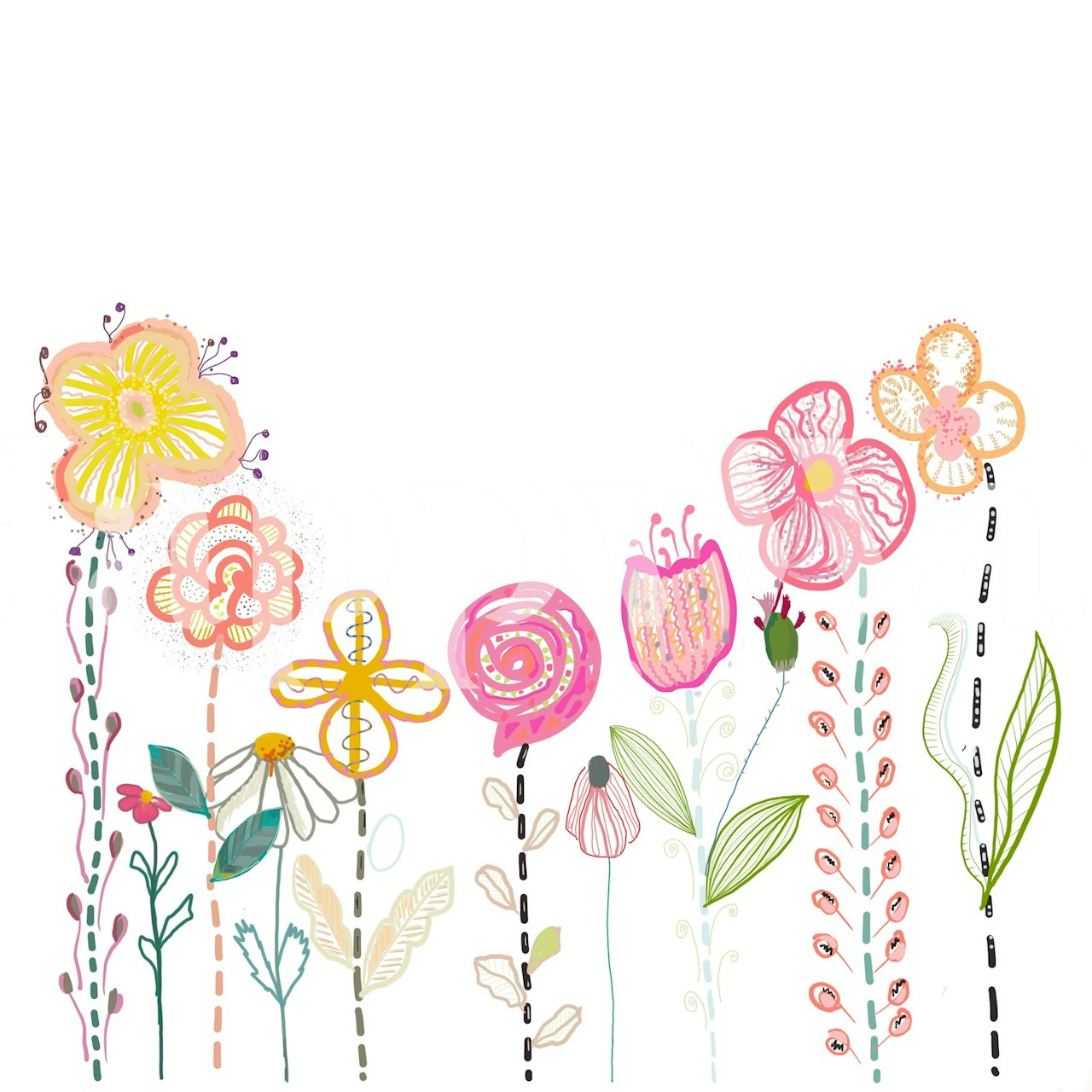 Papel pintado Spring Time Flower Field en una habitación