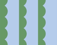 Blue and green scallop stripes behang