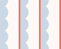 Scallop stripes - coral blue cream behang