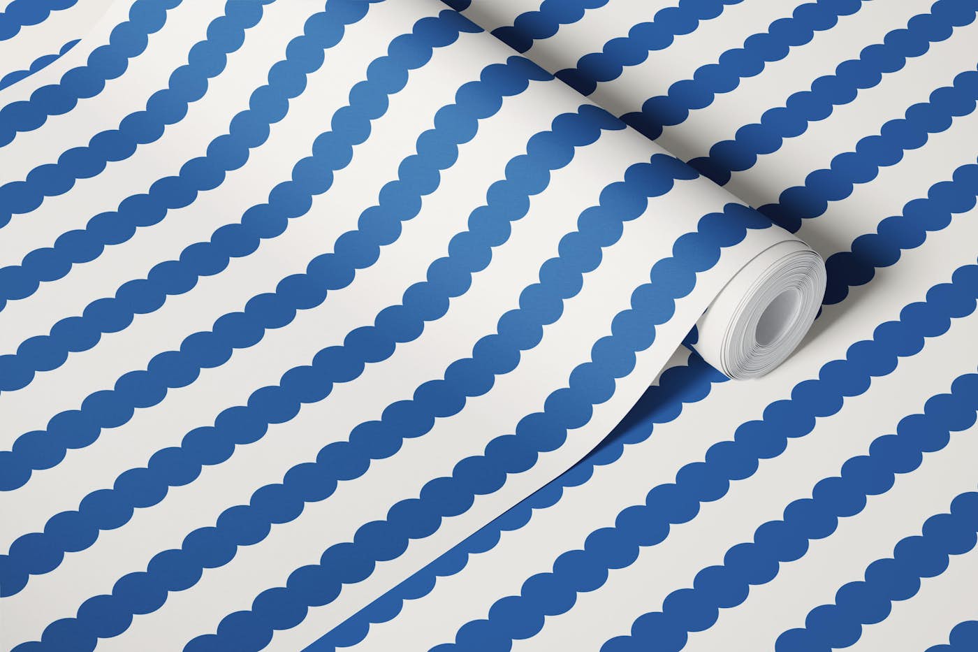sapphire blue bubble stripes wallpaper roll