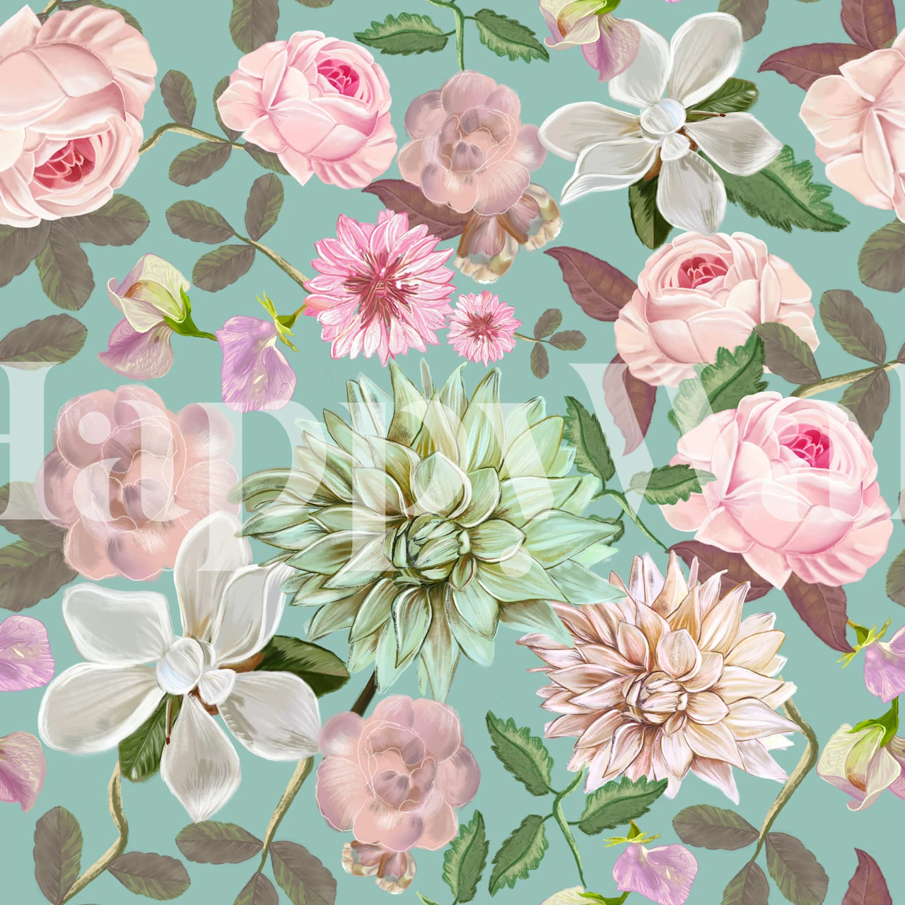 Heirloom florals wallpaper i et rum
