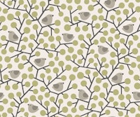 birds on branches - green and grey ταπετσαρία
