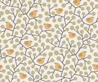 birds on branches - sage and tan ταπετσαρία