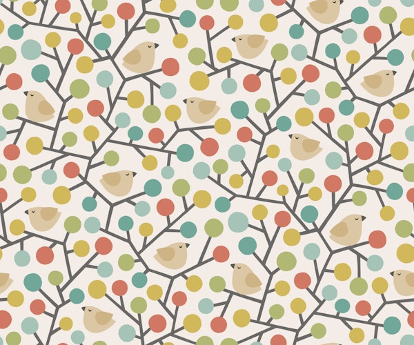 birds on branches - colorful