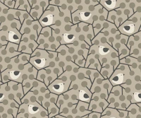 birds on branches - taupe grey tapeta