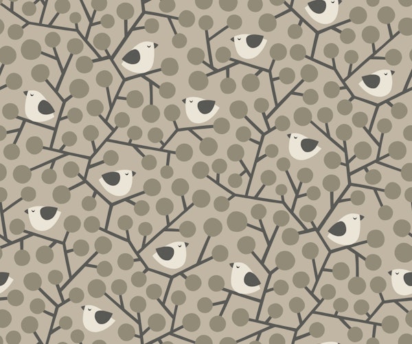 birds on branches - taupe grey