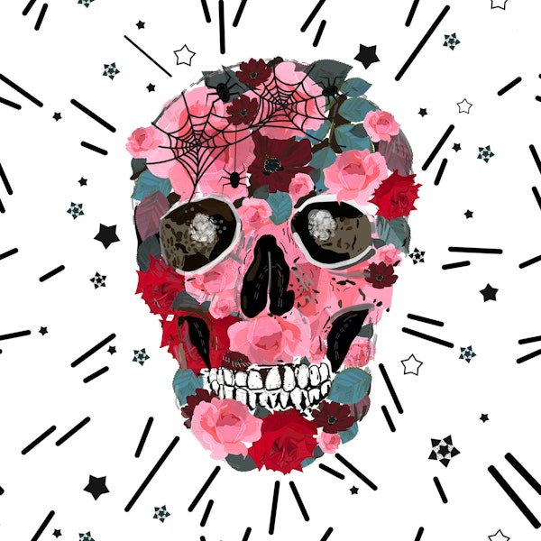 Skull with roses spider