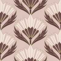 Art Deco Flower Deep Maroon Dusty Pink -Large wallpaper