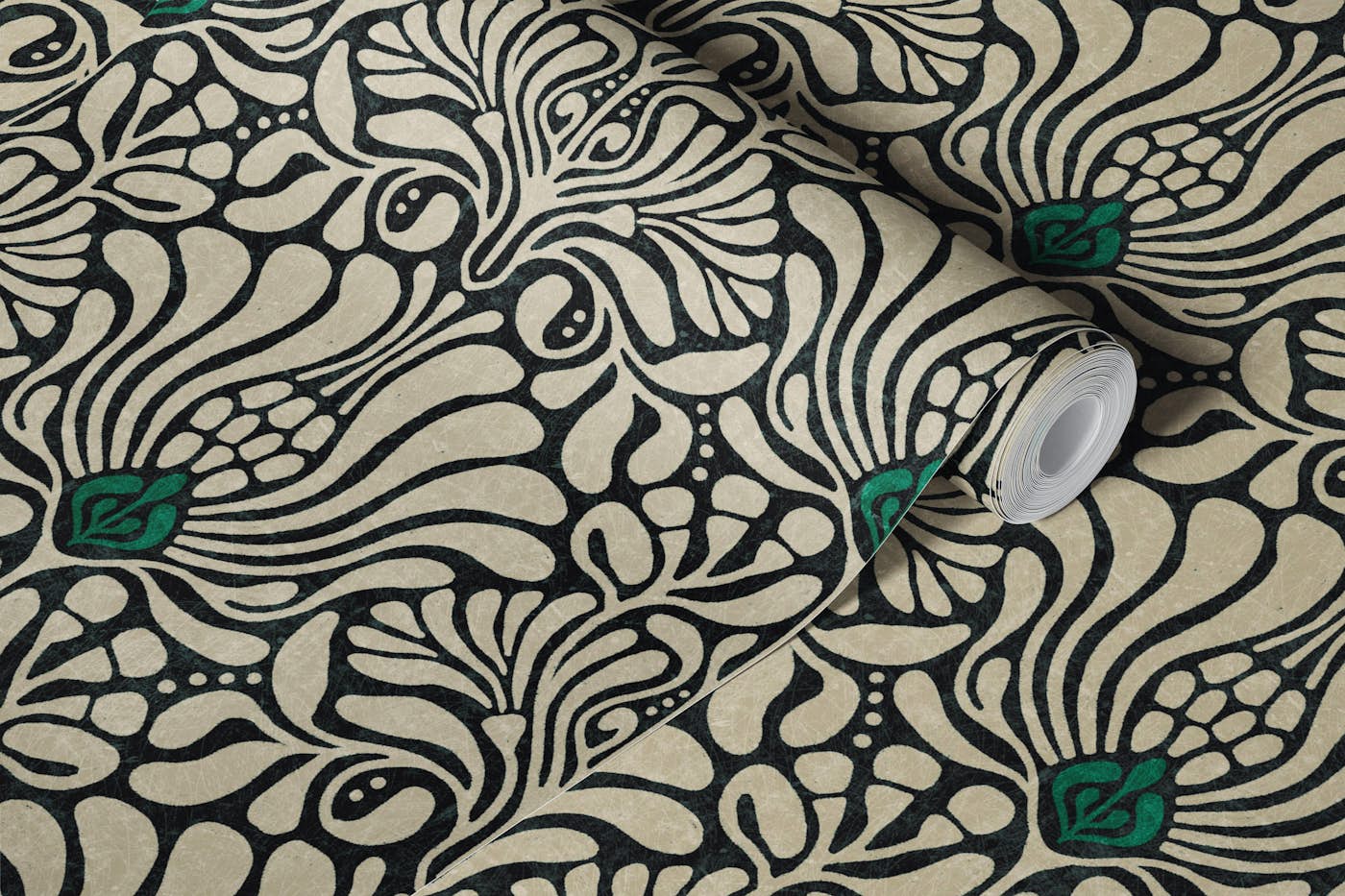 Aristides - dark green wallpaper roll