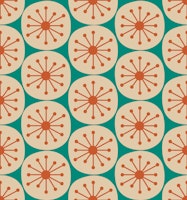 Mid Century Modern Atomic Dots Orange Teal ταπετσαρία