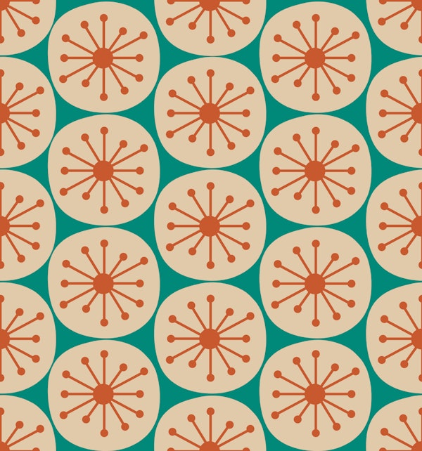 Mid Century Modern Atomic Dots Orange Teal