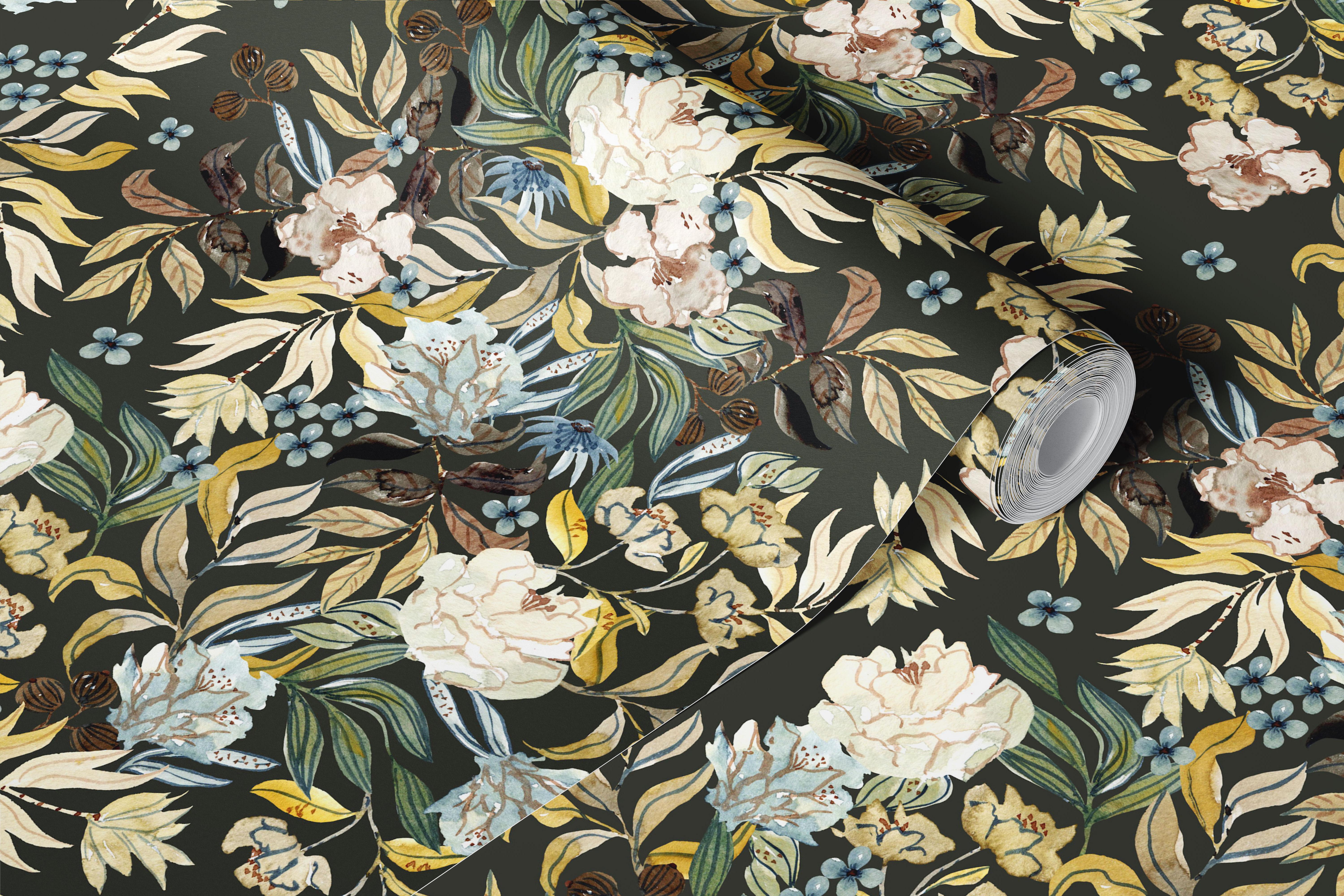 Květinová tapeta v místnosti