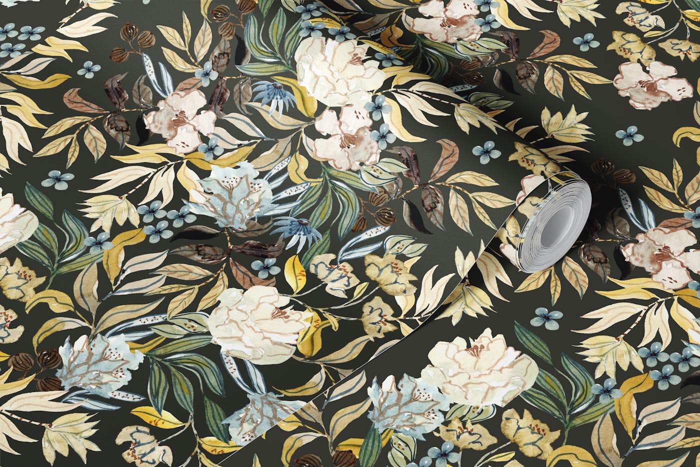 Timeless Garden Watercolor Pattern wallpaper roll