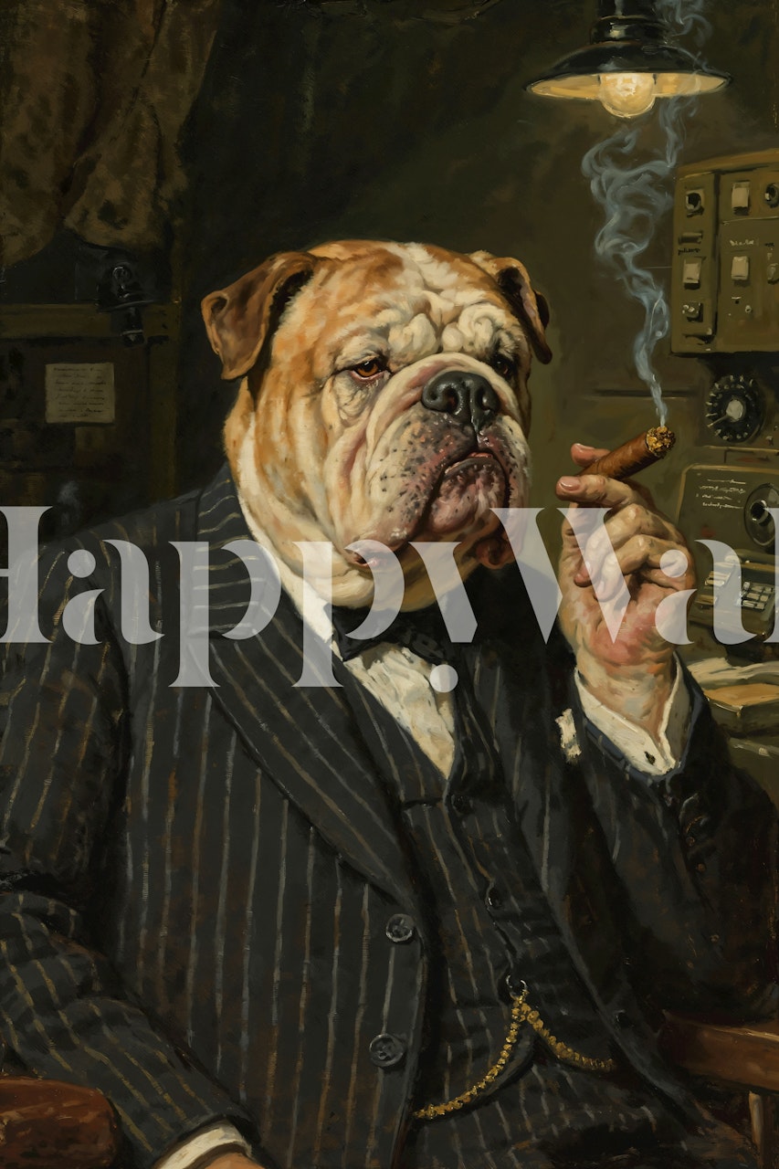 Ταπετσαρία Winston the Bulldog Portrait σε ένα δωμάτιο