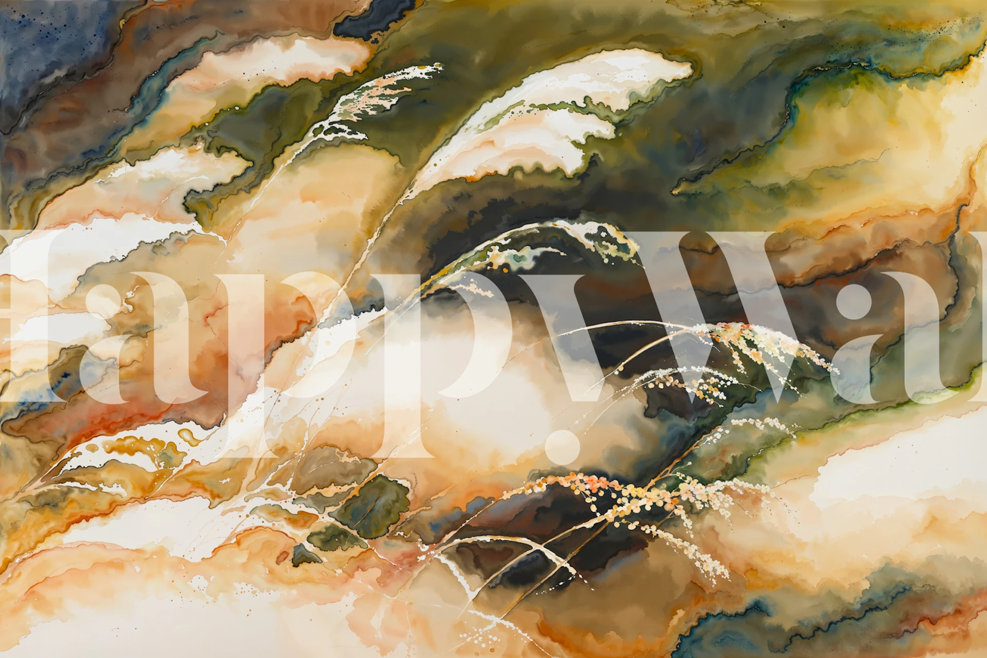 Rustic floral design in earthy tones with flowing patterns wallpaper