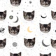 Cute cats and space pattern