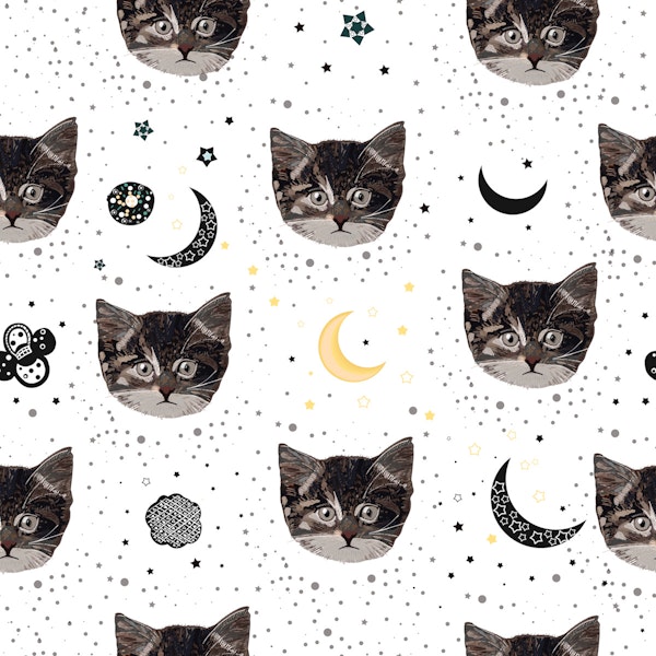 Cute cats and space pattern