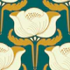 elegant art nouveau floral - emerald green