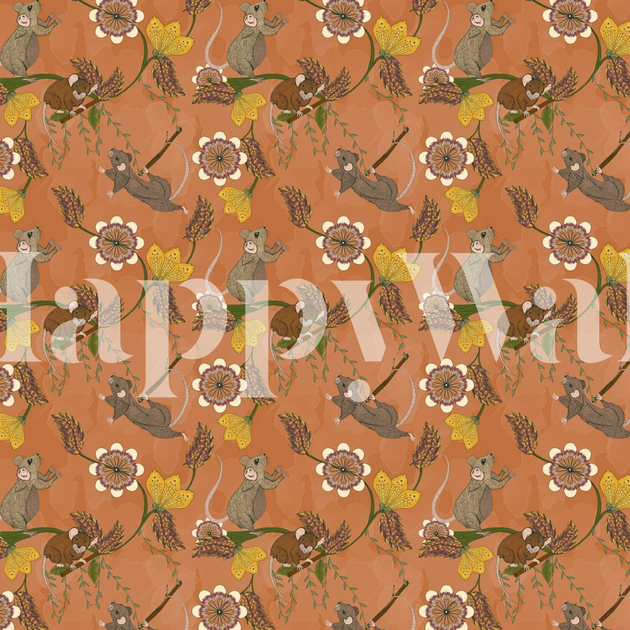 Treetop Mischief Mice Adventures wallpaper in a room