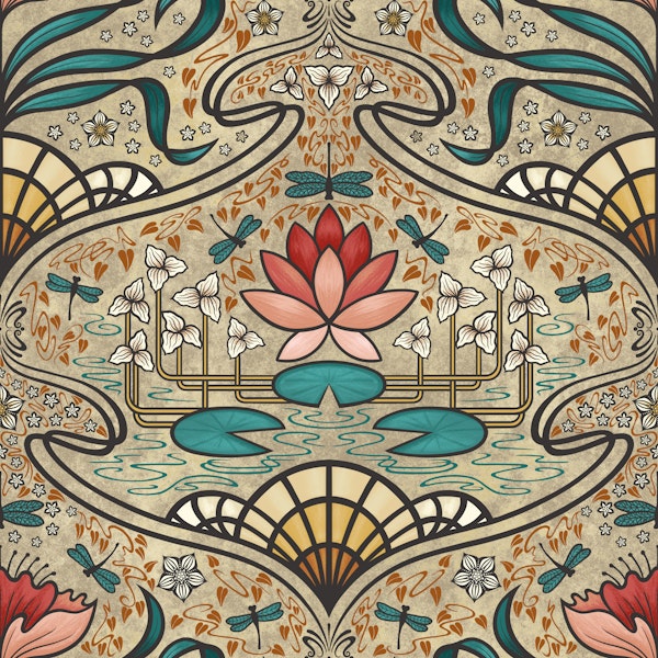 Elegant Lotus and Dragonflies