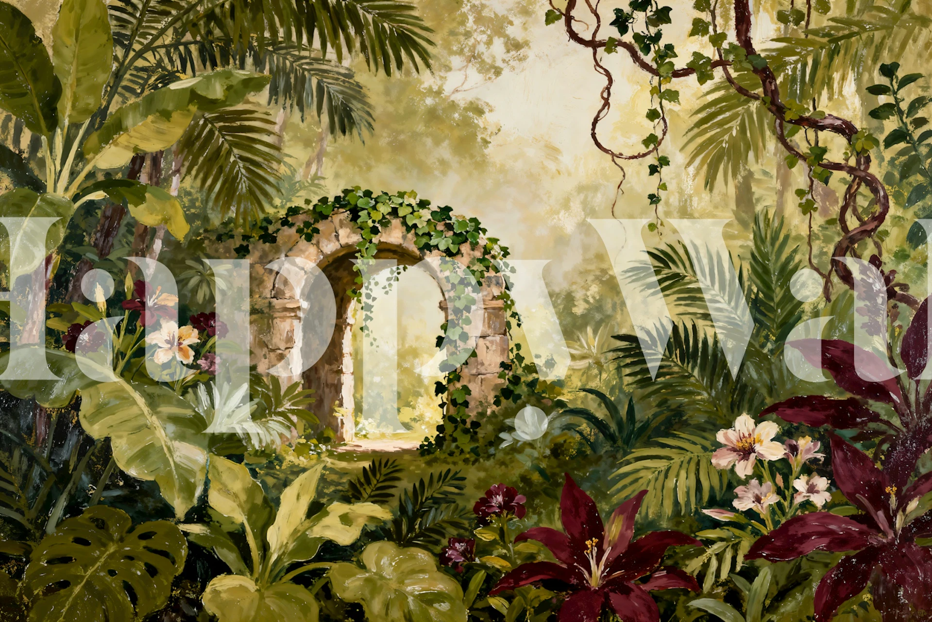 Hidden Jungle Retreat Tapete in einem Raum