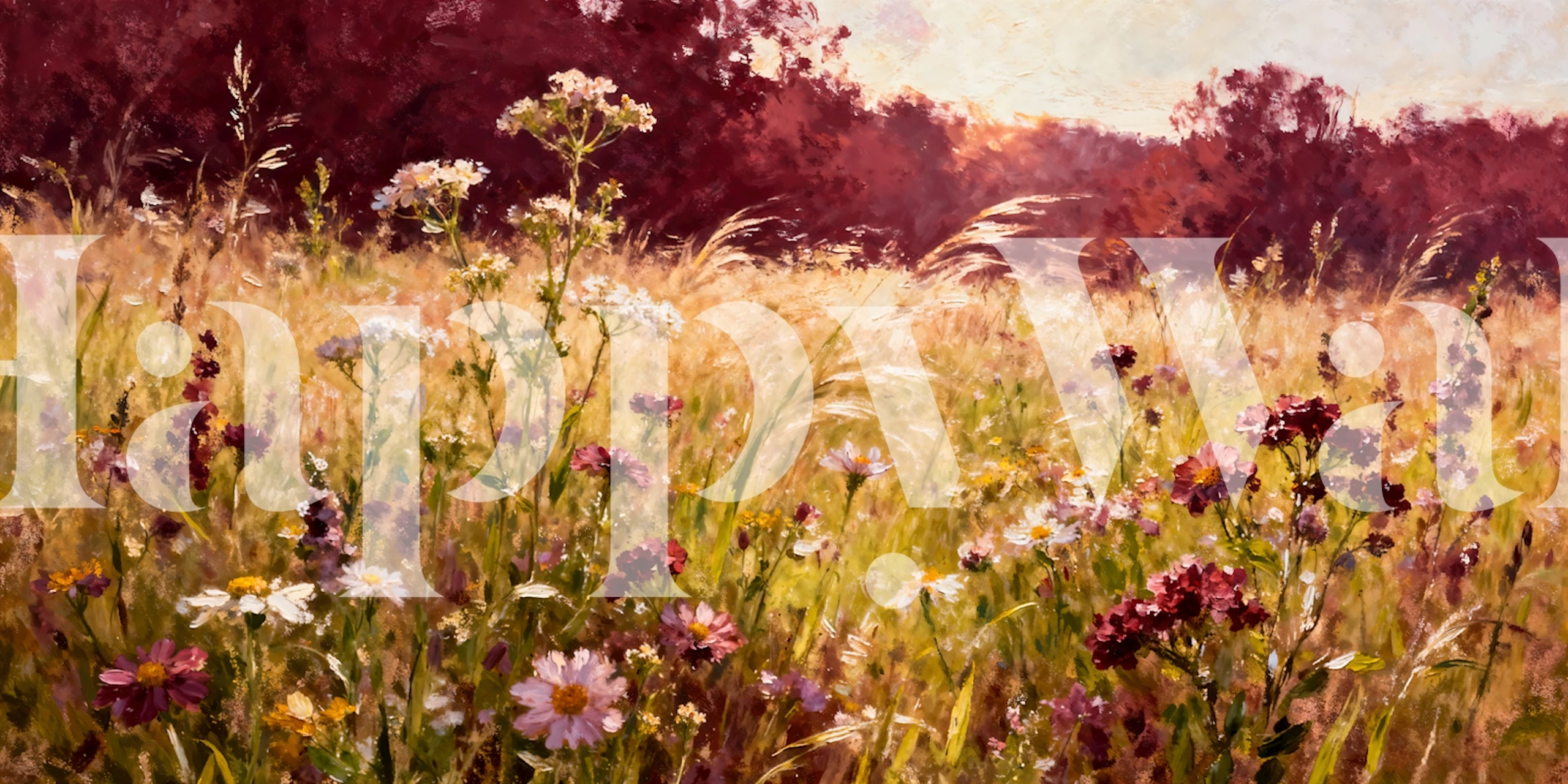 Papel pintado Sunlit wildflowers en una habitación