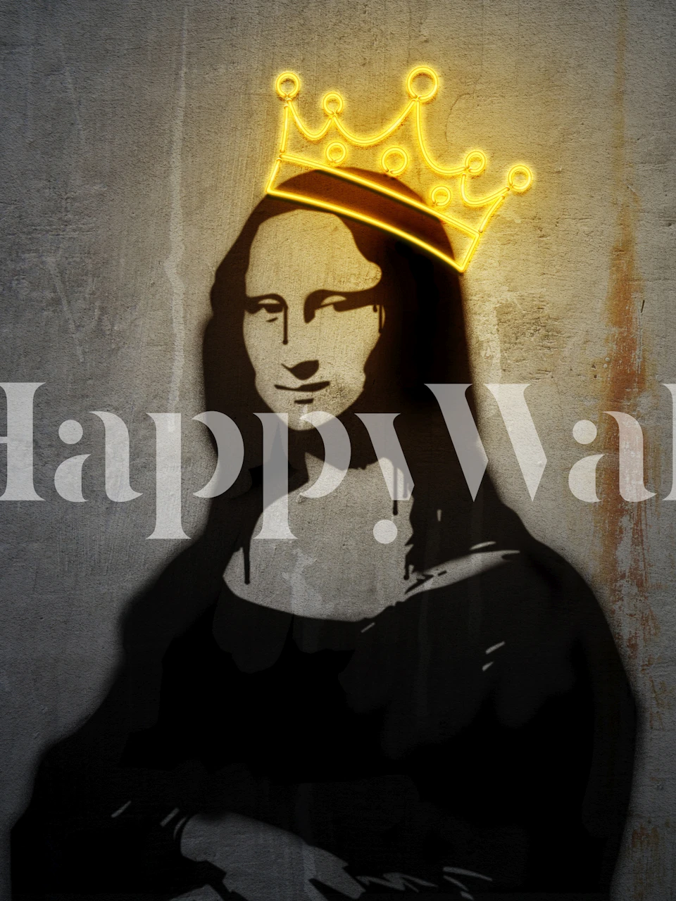 Fotomural Monalisa con una corona de neón