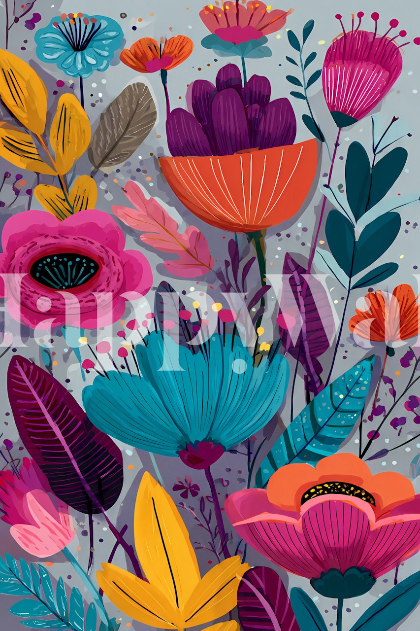 Radiant Floral Fantasy wallpaper in a room