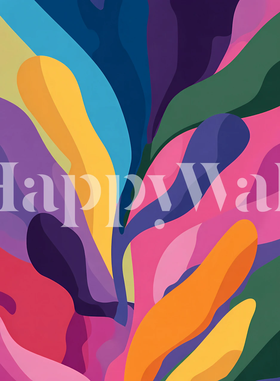 Colorful abstract floral wallpaper with vibrant shapes and shades