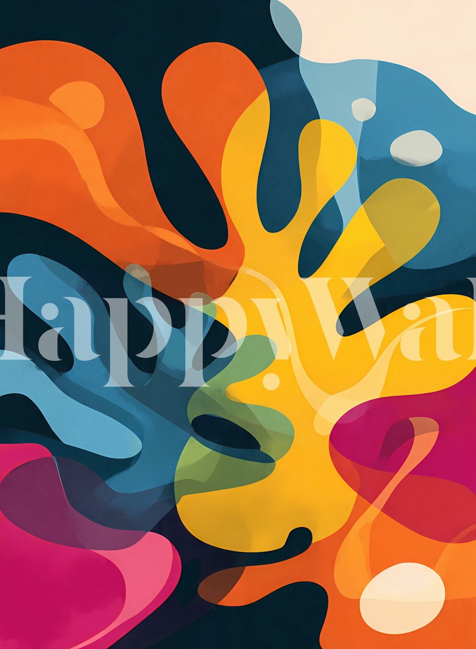 Colorful abstract organic shapes in bright hues wallpaper