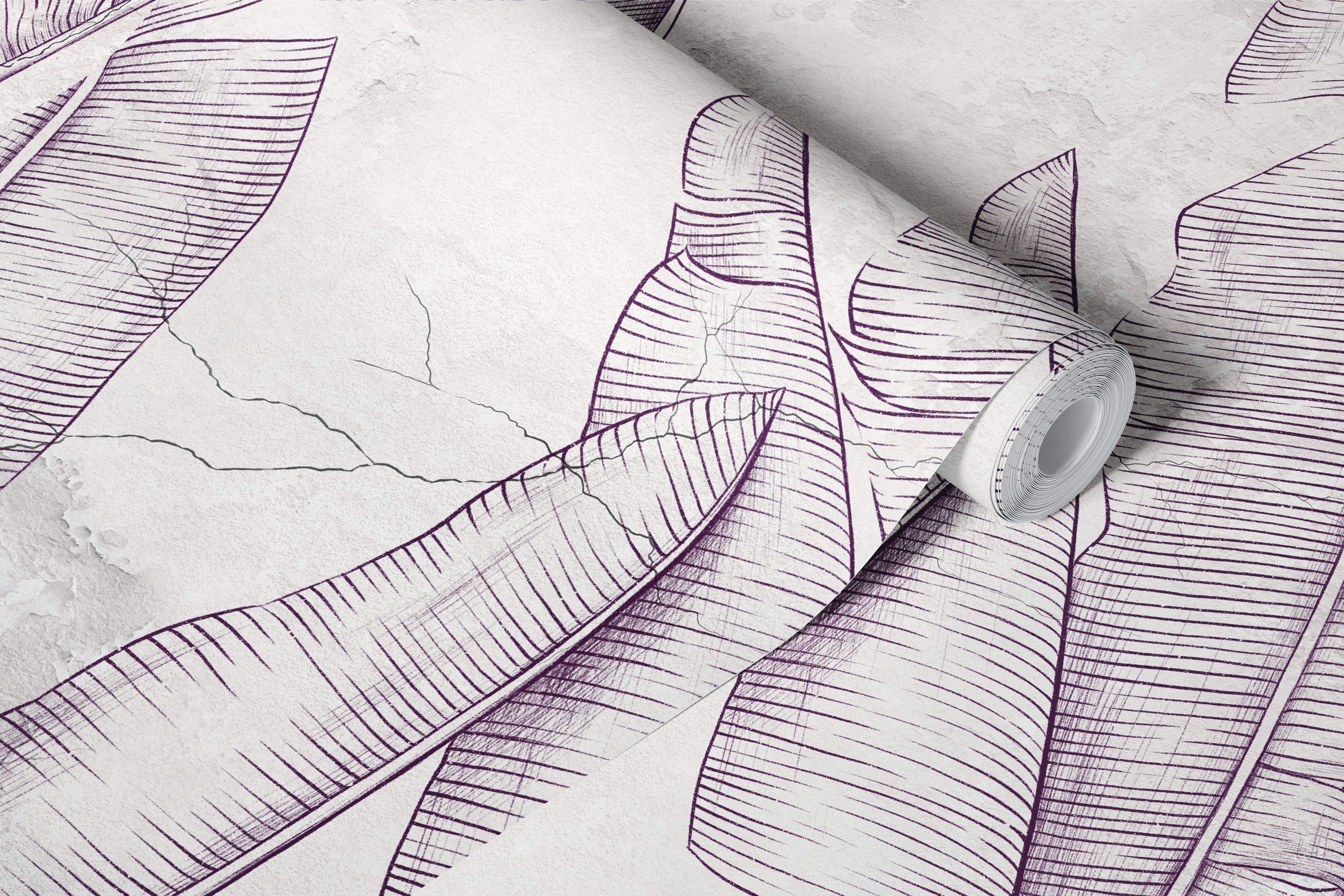 Tropical leaf pattern in soft purple tones wallpaper