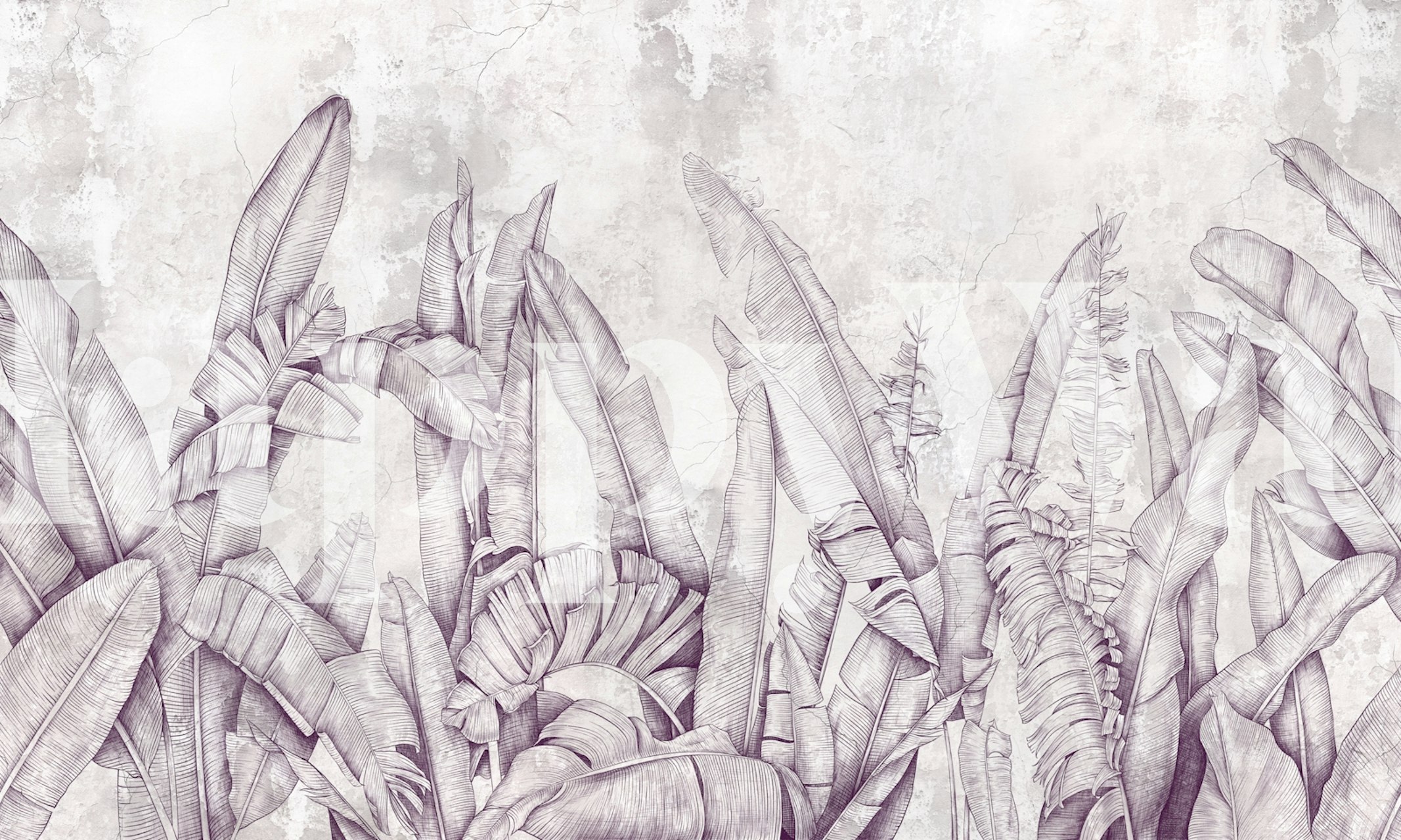 Tropical leaf pattern in soft purple tones wallpaper