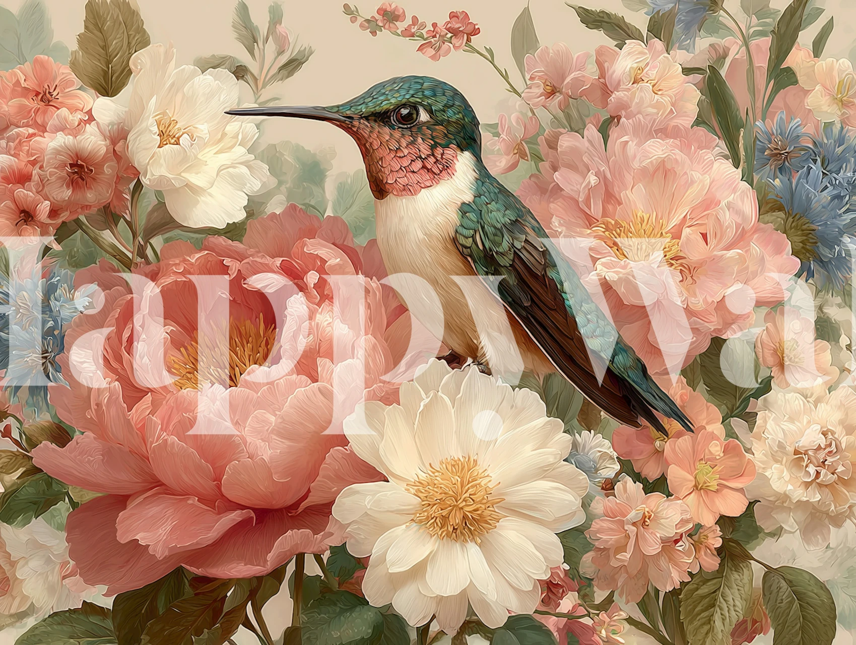 Blossom Hummingbird Haven wallpaper design