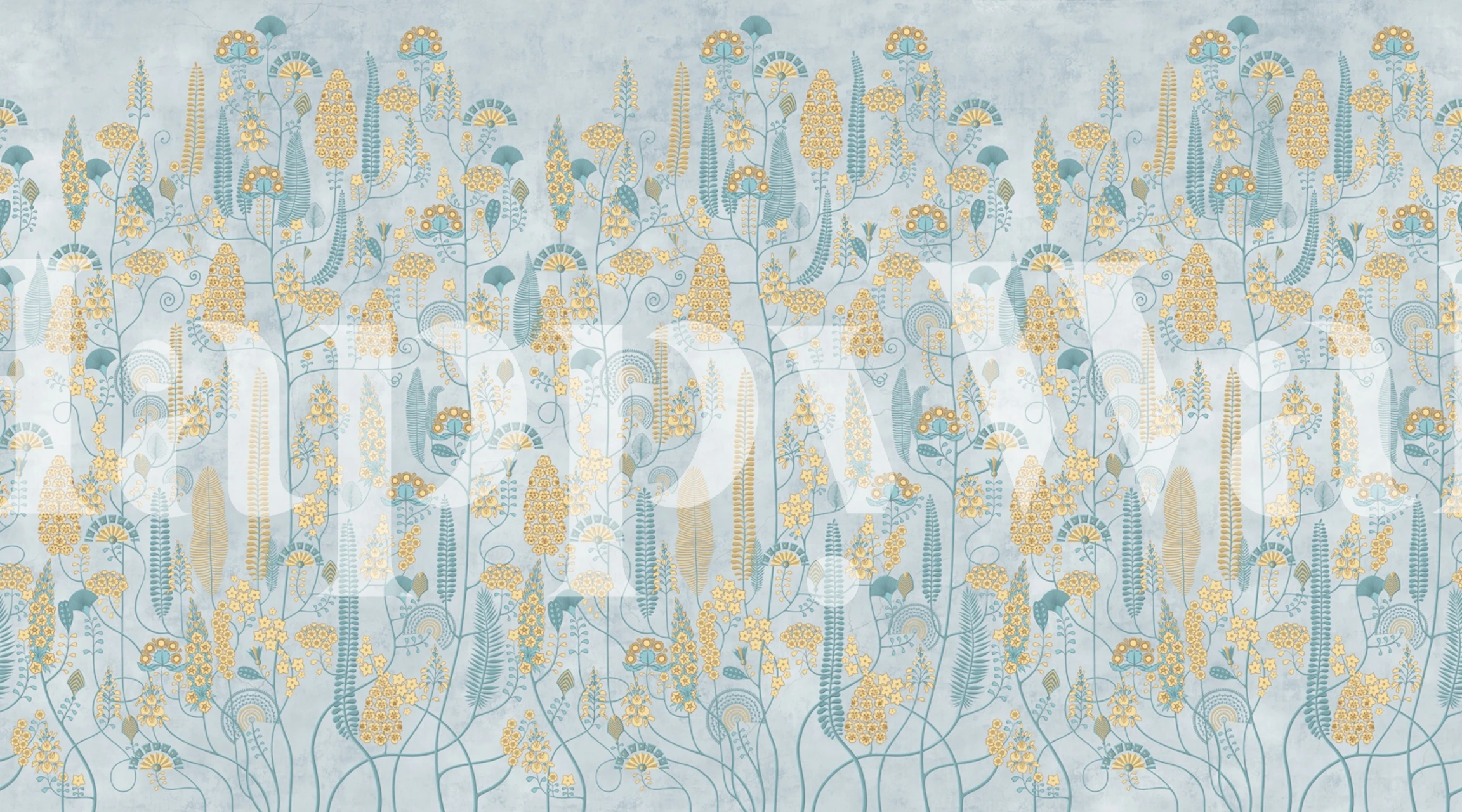 Ethnic floral wallpaper in a room setting