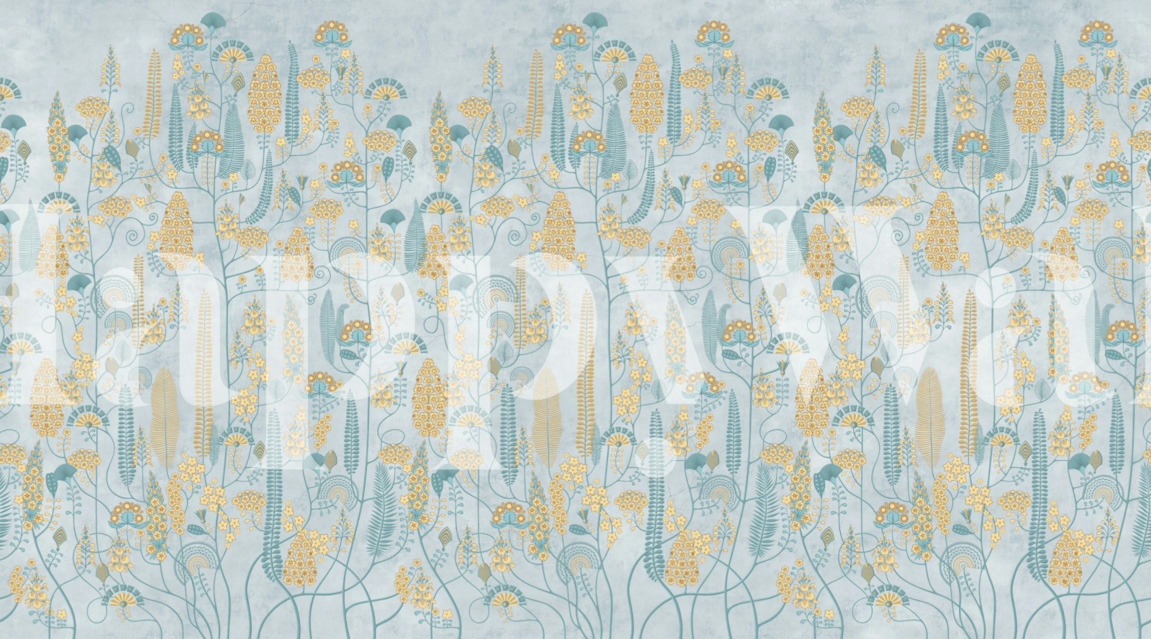 Ethnic floral wallpaper in a room setting