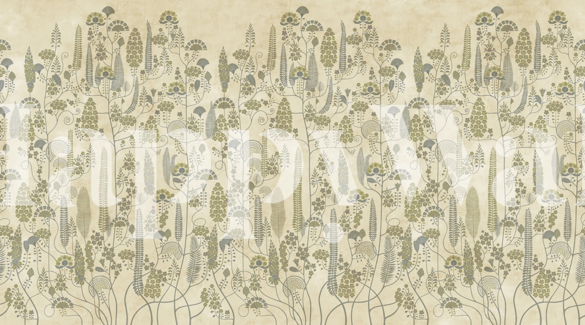 Floral patterns in green and beige with intricate designs wallpaper