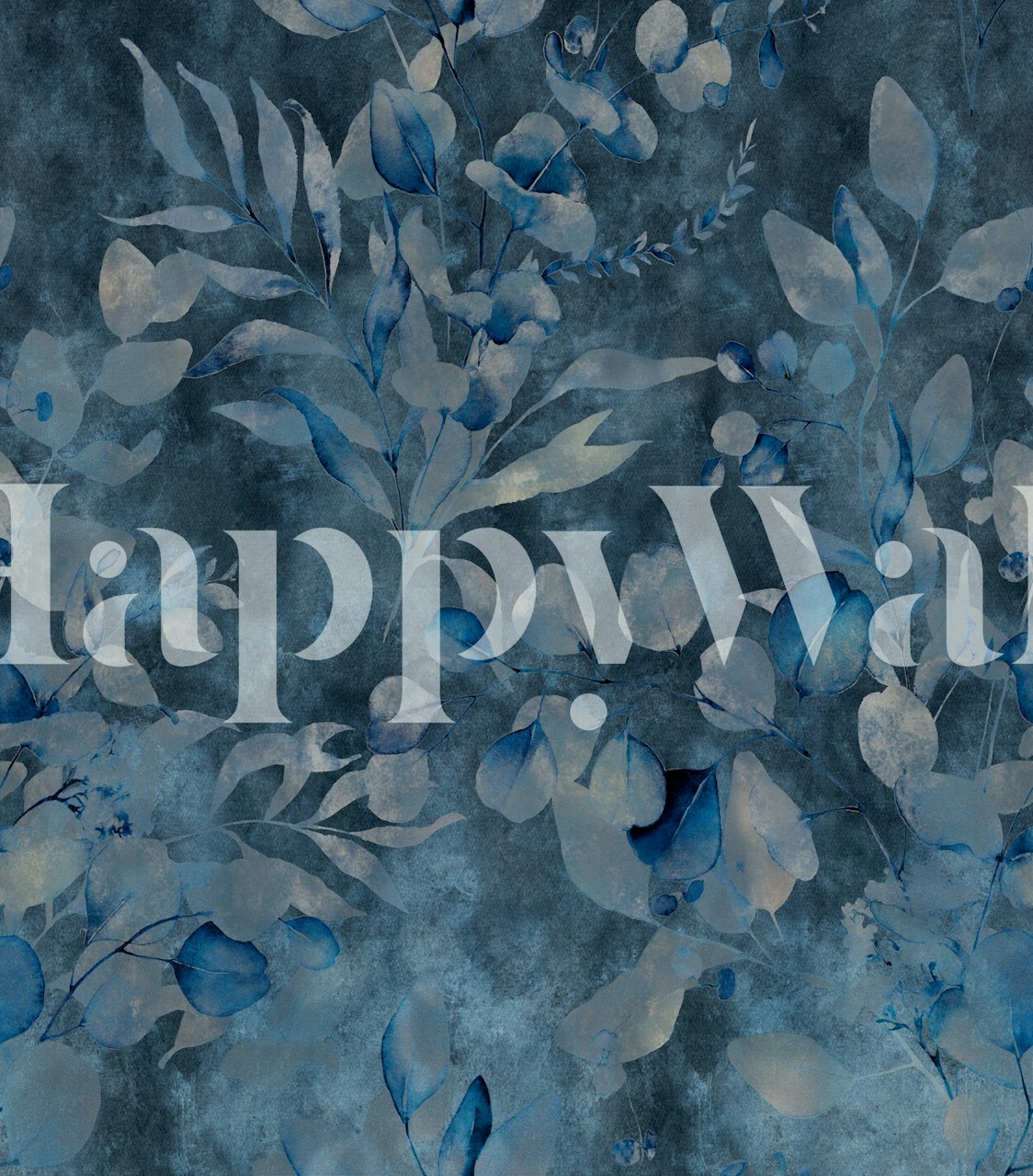 Mystic Blue Foliage tapet vistet i et rom