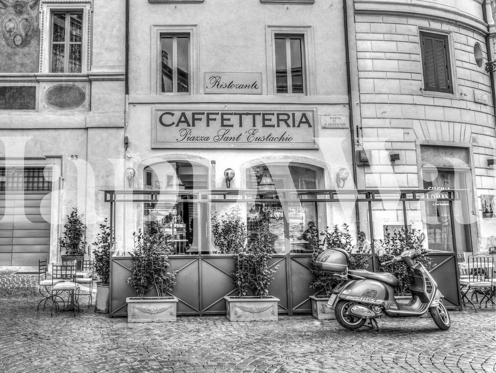 Italian cafe wallpaper in a cozy setting